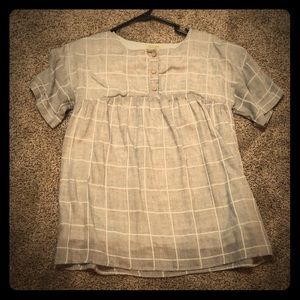Grey & White Plaid button up top